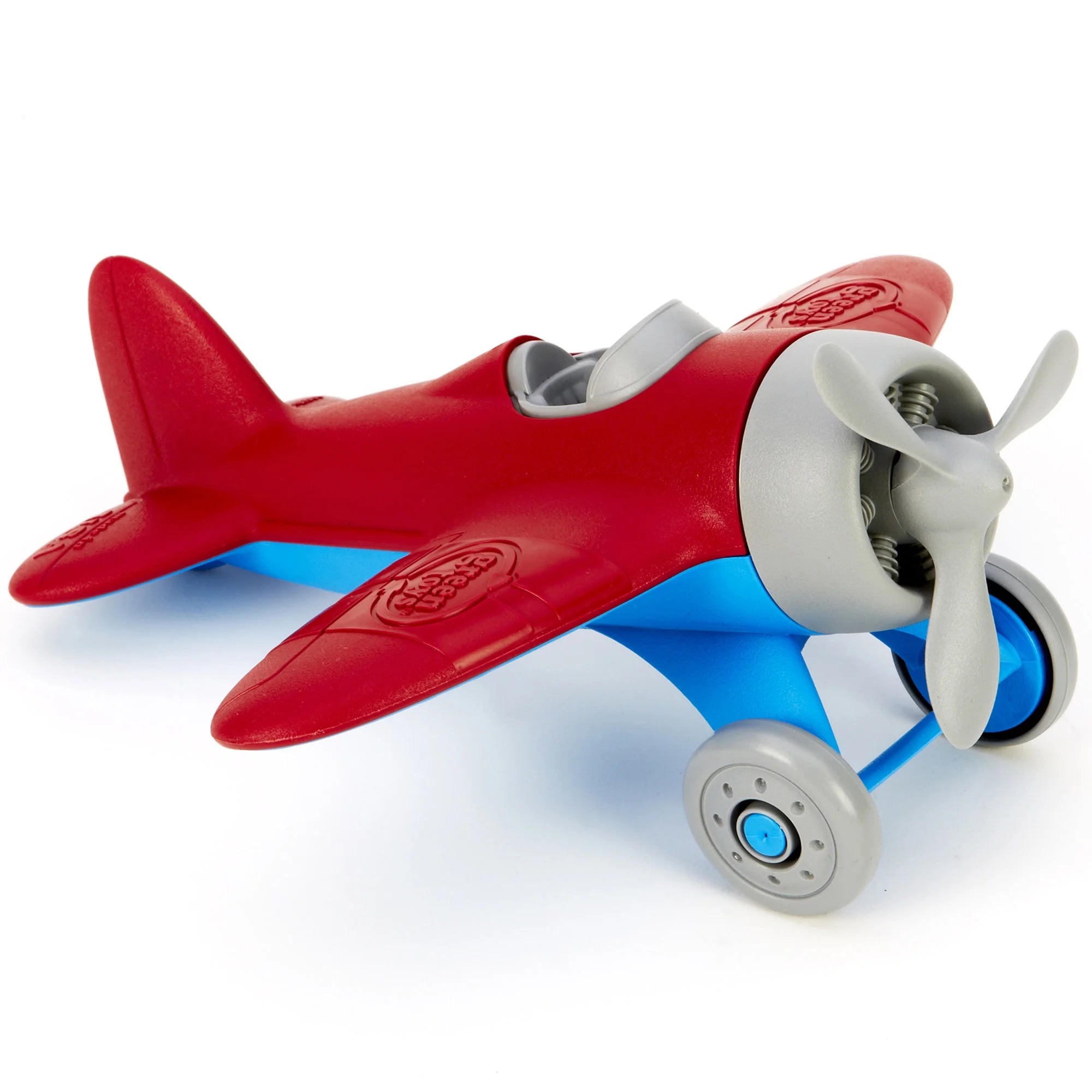 : Airplane - Red - Toy Vehicle, Spinning Propeller, Rounded Wings, Recycled Material, Flying High Aviation Pretend Play, Kids & Toddlers 1+