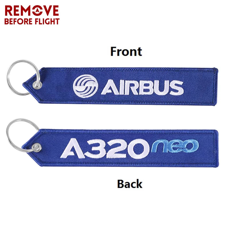 Aviation Keychain A320Neo Logo Both Sides Embroidery Car Keychain Accessories Backpack Suitcase Tags