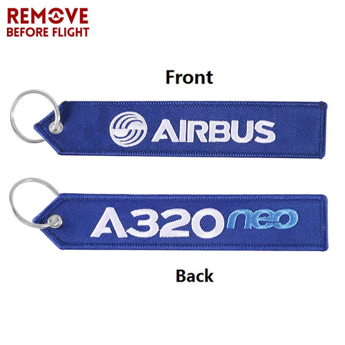 Aviation Keychain A320Neo Logo Both Sides Embroidery Car Keychain Accessories Backpack Suitcase Tags