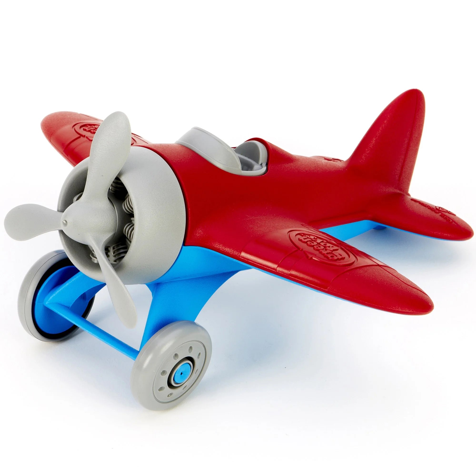 : Airplane - Red - Toy Vehicle, Spinning Propeller, Rounded Wings, Recycled Material, Flying High Aviation Pretend Play, Kids & Toddlers 1+
