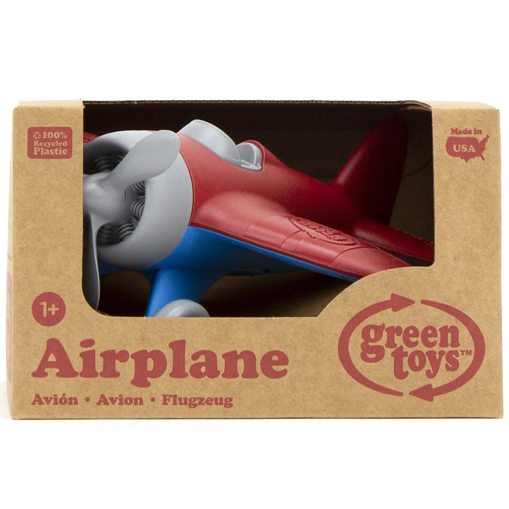 : Airplane - Red - Toy Vehicle, Spinning Propeller, Rounded Wings, Recycled Material, Flying High Aviation Pretend Play, Kids & Toddlers 1+