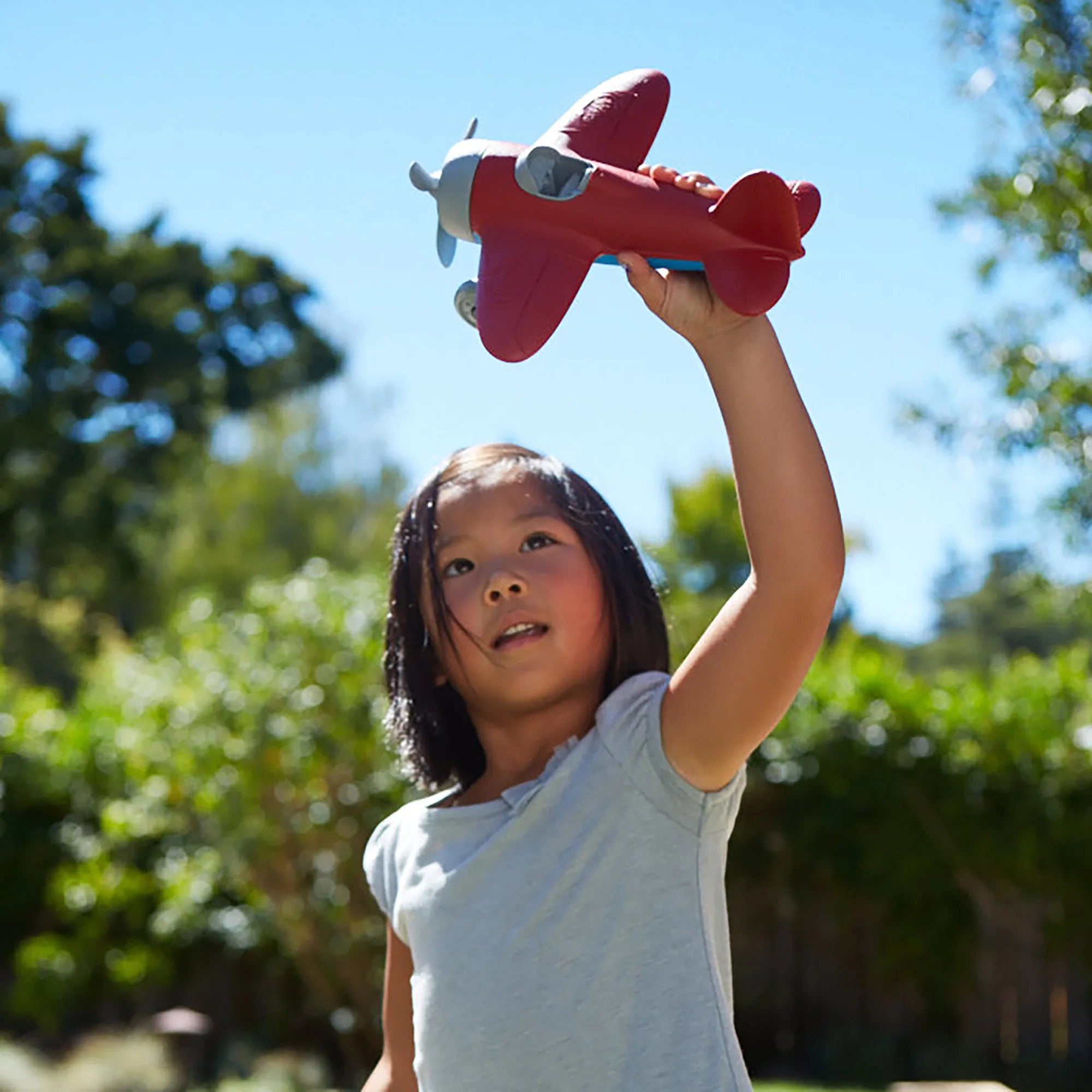 : Airplane - Red - Toy Vehicle, Spinning Propeller, Rounded Wings, Recycled Material, Flying High Aviation Pretend Play, Kids & Toddlers 1+
