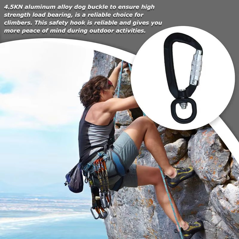 Carabiner for Securing Pets Dog Rope Harness Fix Clip Automatic Lock Design Aluminum Alloy Camping Accessories Carabiner Keyring