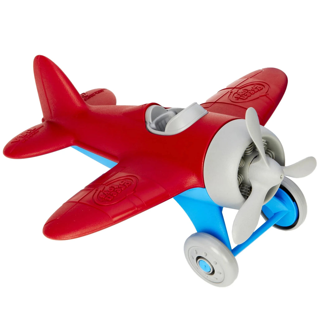 : Airplane - Red - Toy Vehicle, Spinning Propeller, Rounded Wings, Recycled Material, Flying High Aviation Pretend Play, Kids & Toddlers 1+