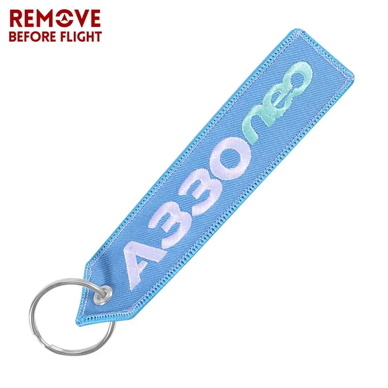 Aviation Keychain A320Neo Logo Both Sides Embroidery Car Keychain Accessories Backpack Suitcase Tags