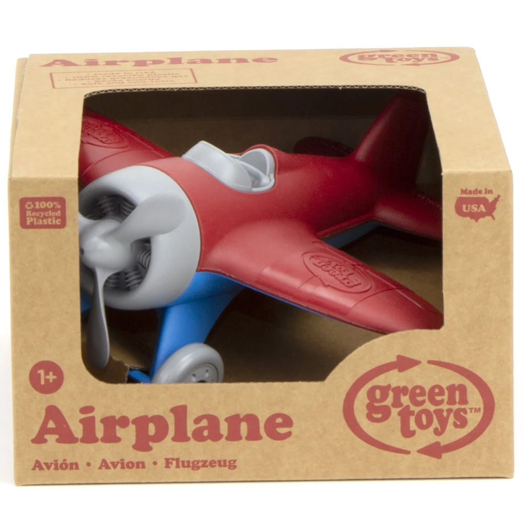 : Airplane - Red - Toy Vehicle, Spinning Propeller, Rounded Wings, Recycled Material, Flying High Aviation Pretend Play, Kids & Toddlers 1+