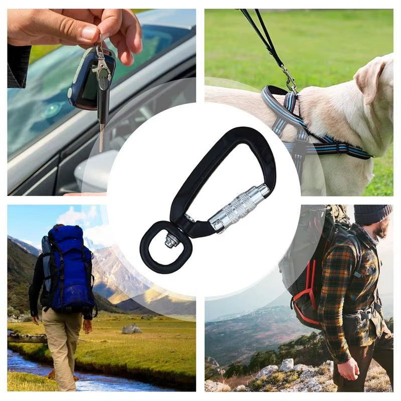 Carabiner for Securing Pets Dog Rope Harness Fix Clip Automatic Lock Design Aluminum Alloy Camping Accessories Carabiner Keyring